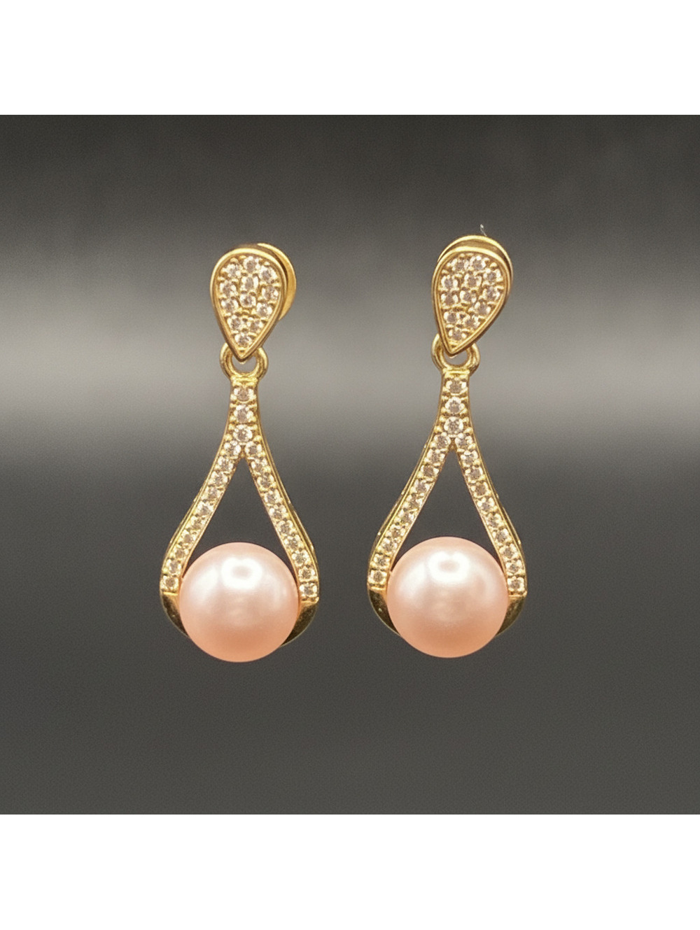candy+clover pink freshwater pearl 14k gold plated earrings